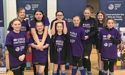 Group picture of Year 7 girls that took part in the Girls on Track event.