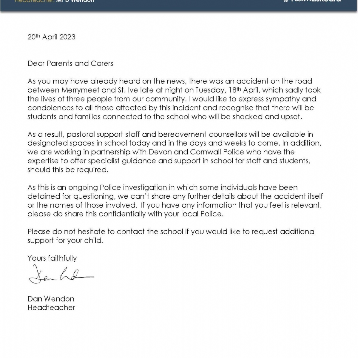 Liskeard School & Community College - Headteacher Letter to Parents ...